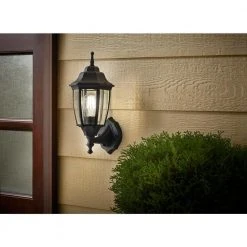 Hampton Bay 14.5 in. Black Dusk to Dawn Decorative Outdoor Wall Lantern -Hampton Bay Shop black hampton bay outdoor sconces g14796 bk c3 1000