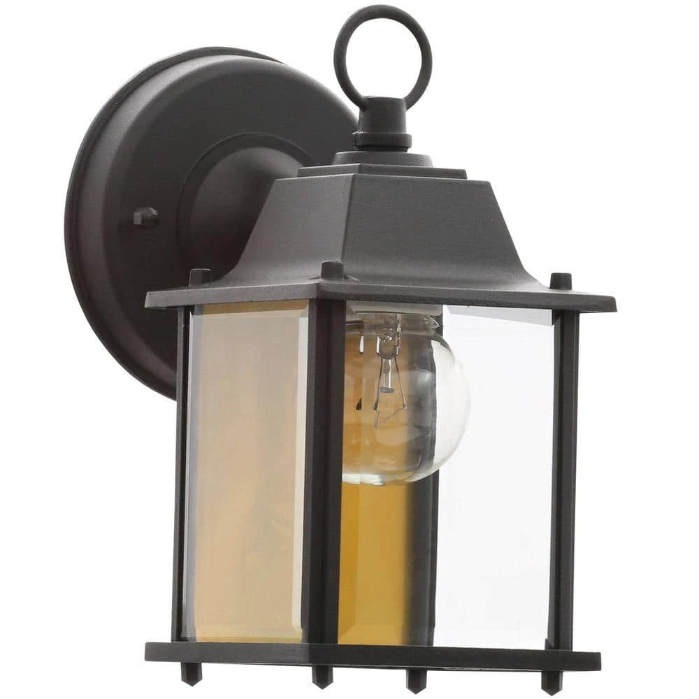 Hampton Bay 8.5 in. Black Decorative Outdoor Coach Wall Lantern with Clear Glass Shade 9 Hampton Bay 8.5 in. Black Decorative Outdoor Coach Wall Lantern with Clear Glass Shade - Image 9