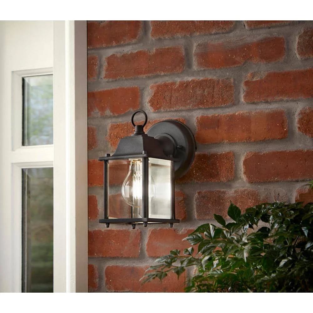 Hampton Bay 8.5 in. Black Decorative Outdoor Coach Wall Lantern with Clear Glass Shade 2 Hampton Bay 8.5 in. Black Decorative Outdoor Coach Wall Lantern with Clear Glass Shade - Image 2