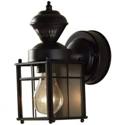 Hampton Bay Bayside Mission 150° Black Motion-Sensing Outdoor Wall Lantern Sconce -Hampton Bay Shop black hampton bay outdoor sconces hb 4132 mb 1d 1000