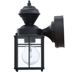 Hampton Bay Bayside Mission 150° Black Motion-Sensing Outdoor Wall Lantern Sconce -Hampton Bay Shop black hampton bay outdoor sconces hb 4132 mb 66 1000