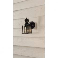 Hampton Bay Bayside Mission 150° Black Motion-Sensing Outdoor Wall Lantern Sconce -Hampton Bay Shop black hampton bay outdoor sconces hb 4132 mb c3 1000
