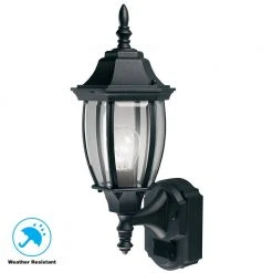 Hampton Bay Alexandria 180° Black Motion-Sensing Outdoor Decorative Wall Lantern Sconce -Hampton Bay Shop black hampton bay outdoor sconces hbi 4192 bk c3 1000