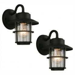 Hampton Bay 1-Light Black Outdoor Wall Lantern Sconce (2-Pack)