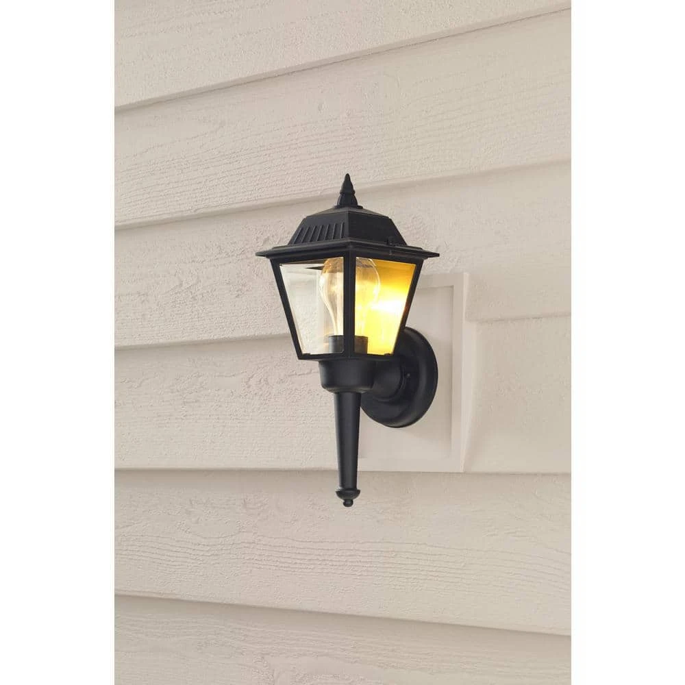 Hampton Bay 1-Light Black Outdoor Wall Lantern Sconce 2 Hampton Bay 1-Light Black Outdoor Wall Lantern Sconce - Image 2