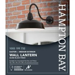 Hampton Bay 1-Light Black Outdoor Barn Wall Lantern Sconce -Hampton Bay Shop black hampton bay outdoor sconces khc1691a 3 1f 1000