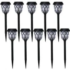 Hampton Bay Dauphin Solar 6 Lumens Black Integrated LED Path Light with Textured Plastic Lens (10-Pack); Weather/Rust Resistant