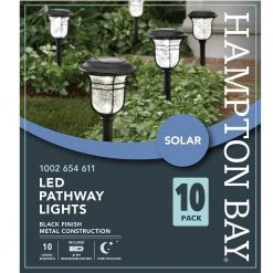 Hampton Bay Jefferson Solar 10 Lumens Black Integrated LED 3000K Warm White Landscape Path Light (10-Pack); Weather/Rust Resistant 17 Hampton Bay Jefferson Solar 10 Lumens Black Integrated LED 3000K Warm White Landscape Path Light (10-Pack); Weather/Rust Resistant -Hampton Bay Shop black hampton bay path lights 84075 4f 1000