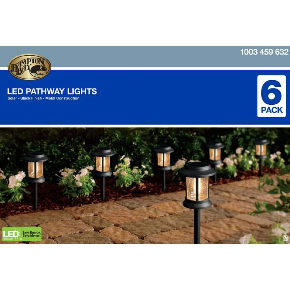Hampton Bay Solar Black Outdoor Integrated LED 3000K 12-Lumens Vintage Bulb Seedy Glass Landscape Pathway Light Set (6-Pack) 6 Hampton Bay Solar Black Outdoor Integrated LED 3000K 12-Lumens Vintage Bulb Seedy Glass Landscape Pathway Light Set (6-Pack) - Image 6