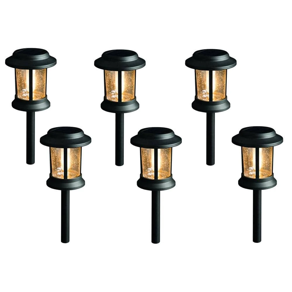 Hampton Bay Solar Black Outdoor Integrated LED 3000K 12-Lumens Vintage Bulb Seedy Glass Landscape Pathway Light Set (6-Pack) 1 Hampton Bay Solar Black Outdoor Integrated LED 3000K 12-Lumens Vintage Bulb Seedy Glass Landscape Pathway Light Set (6-Pack)