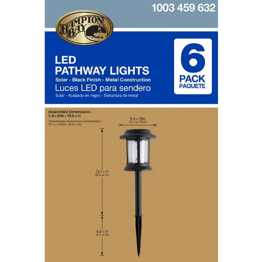 Hampton Bay Solar Black Outdoor Integrated LED 3000K 12-Lumens Vintage Bulb Seedy Glass Landscape Pathway Light Set (6-Pack) 7 Hampton Bay Solar Black Outdoor Integrated LED 3000K 12-Lumens Vintage Bulb Seedy Glass Landscape Pathway Light Set (6-Pack) - Image 7