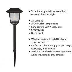 Hampton Bay Solar Black LED Path Light 14 Lumens with Seedy Glass Lens and Vintage Bulb -Hampton Bay Shop black hampton bay path lights p5100 01 22 c3 1000