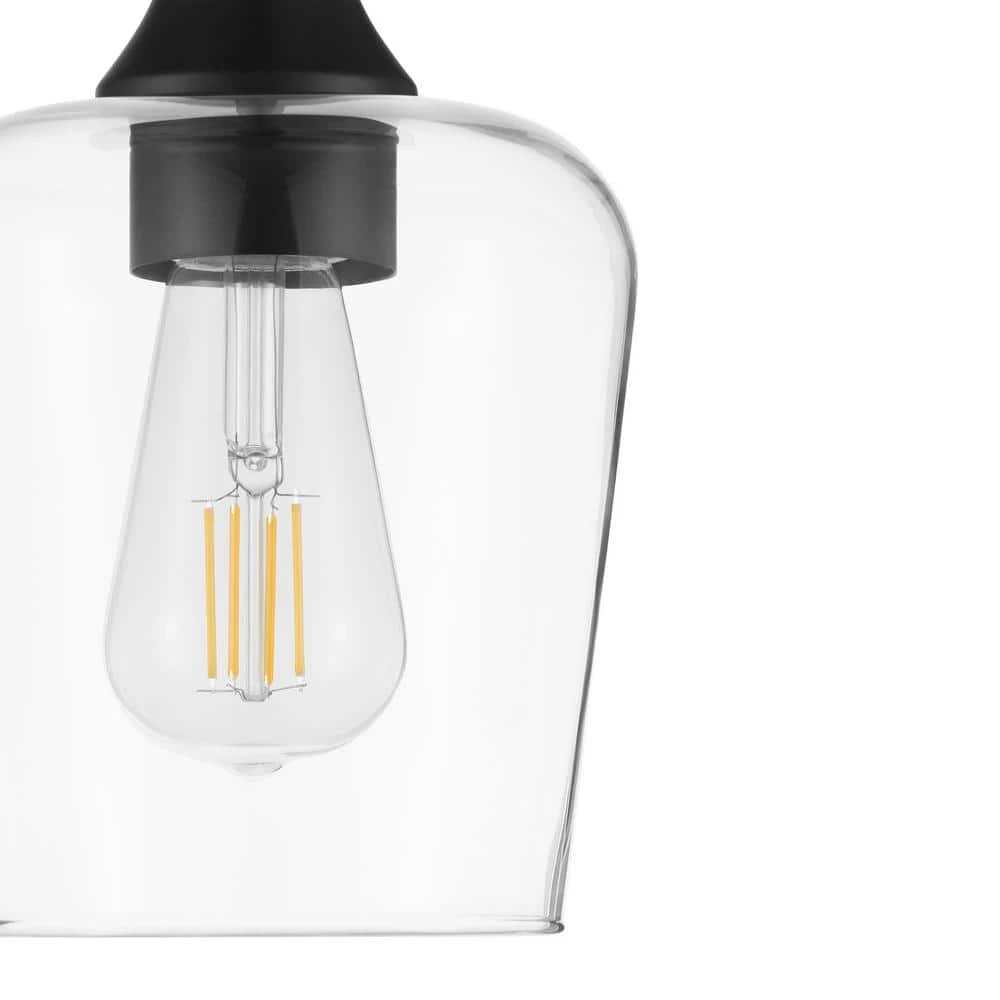 Hampton Bay Pavlen 5.5 in. 1-Light Black Mini Pendant with Clear Glass Shade 3 Hampton Bay Pavlen 5.5 in. 1-Light Black Mini Pendant with Clear Glass Shade - Image 3