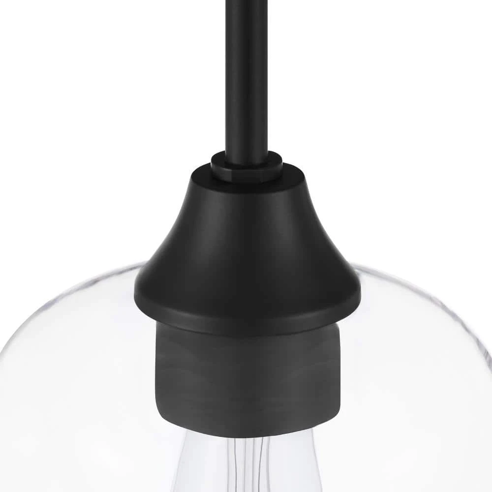 Hampton Bay Pavlen 5.5 in. 1-Light Black Mini Pendant with Clear Glass Shade 4 Hampton Bay Pavlen 5.5 in. 1-Light Black Mini Pendant with Clear Glass Shade - Image 4