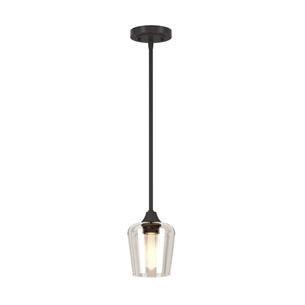 Hampton Bay Pavlen 5.5 in. 1-Light Black Mini Pendant with Clear Glass Shade 6 Hampton Bay Pavlen 5.5 in. 1-Light Black Mini Pendant with Clear Glass Shade - Image 6