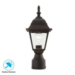 Hampton Bay 15.5 in. Black 1-Light Outdoor Post Lamp with Clear Beveled Glass Shade -Hampton Bay Shop black hampton bay post lanterns hb7026p 05 a0 1000