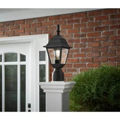 Hampton Bay 15.5 in. Black 1-Light Outdoor Post Lamp with Clear Beveled Glass Shade -Hampton Bay Shop black hampton bay post lanterns hb7026p 05 c3 1000