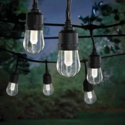 Hampton Bay Outdoor/Indoor 24 ft. Smart Hubspace Plug-in Edison Bulb RGBW Color Changing LED String Light (12-Bulb) -Hampton Bay Shop black hampton bay smart outdoor lighting hb 10521 hs a0 1000