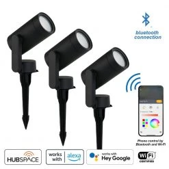 Hampton Bay Low Voltage Black LED Spotlight with Smart Hubspace App Control (3-Pack)