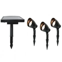 Hampton Bay Solar 50 Lumens Black Integrated LED Spotlight with Remote Panel (3-Pack); Weather/Water/Rust Resistant