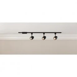 Hampton Bay 4 ft. 3-Light Black Integrated LED Linear Track Lighting Kit with Round Back Heads -Hampton Bay Shop black hampton bay track lighting kits 804683 1d 1000