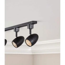 Hampton Bay 4 ft. 3-Light Black Integrated LED Linear Track Lighting Kit with Round Back Heads -Hampton Bay Shop black hampton bay track lighting kits 804683 1f 1000