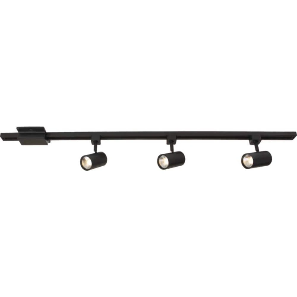 Hampton Bay 4 ft. 3-Light Black Integrated LED Linear Track Lighting Kit with Mini Cylinder Step Heads 3 Hampton Bay 4 ft. 3-Light Black Integrated LED Linear Track Lighting Kit with Mini Cylinder Step Heads - Image 3