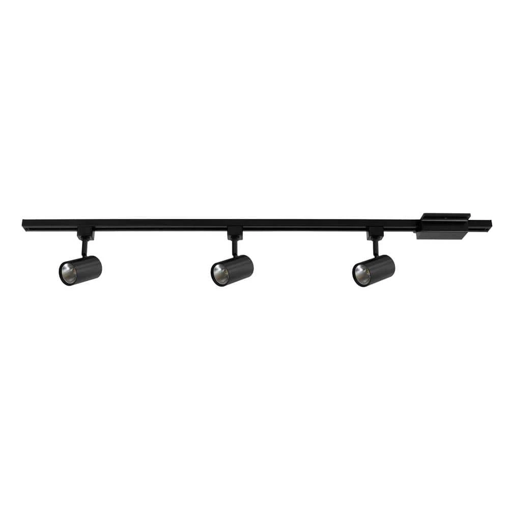 Hampton Bay 4 ft. 3-Light Black Integrated LED Linear Track Lighting Kit with Mini Cylinder Step Heads 2 Hampton Bay 4 ft. 3-Light Black Integrated LED Linear Track Lighting Kit with Mini Cylinder Step Heads - Image 2