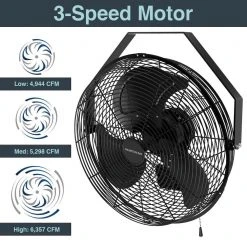 Hampton Bay 18 in. 3-Speed High Velocity Black Wall Mount Fan with 3 Blades -Hampton Bay Shop black hampton bay wall mounted fans 82018 40 1000