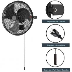 Hampton Bay 18 in. 3-Speed High Velocity Black Wall Mount Fan with 3 Blades -Hampton Bay Shop black hampton bay wall mounted fans 82018 a0 1000