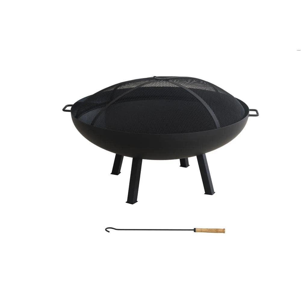 Hampton Bay Windgate 40 in. Dia. Round Steel Wood Burning Fire Pit with Spark Guard 2 Hampton Bay Windgate 40 in. Dia. Round Steel Wood Burning Fire Pit with Spark Guard - Image 2