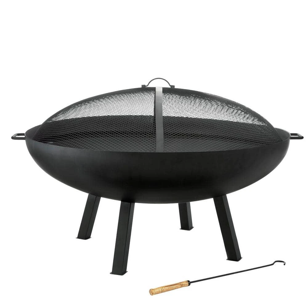 Hampton Bay Windgate 40 in. Dia. Round Steel Wood Burning Fire Pit with Spark Guard 1 Hampton Bay Windgate 40 in. Dia. Round Steel Wood Burning Fire Pit with Spark Guard