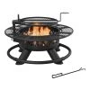 Hampton Bay 46.8 in. Outdoor Steel Wood Burning Black Fire Pit Included Cooking Grill