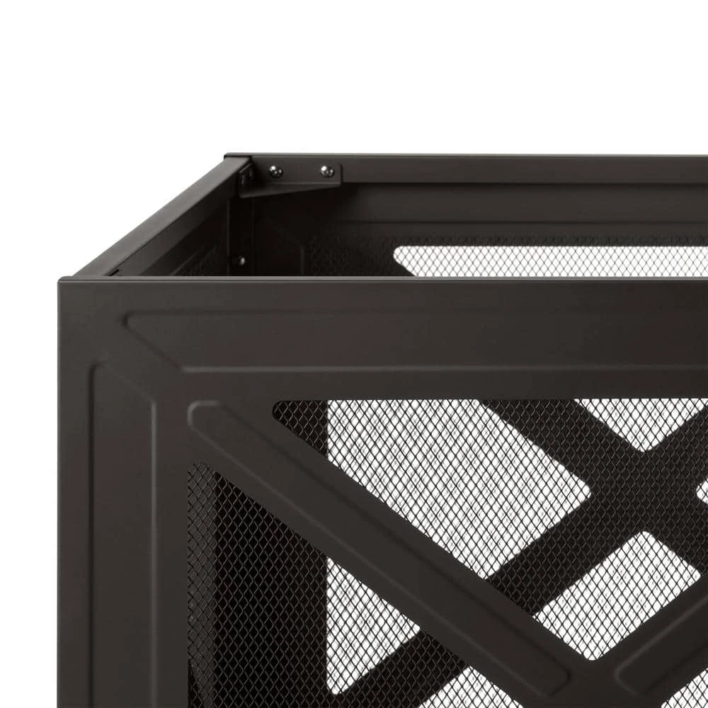 Hampton Bay Westbury 26 in. W x 37.8 in. H Outdoor Square Wood Burning Black Fire Pit 4 Hampton Bay Westbury 26 in. W x 37.8 in. H Outdoor Square Wood Burning Black Fire Pit - Image 4