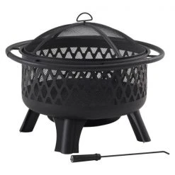 Hampton Bay Piedmont 30 in. Steel Fire Pit in Black with Poker -Hampton Bay Shop black hampton bay wood burning fire pits ofw992ra 40 1000