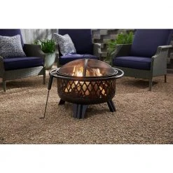 Hampton Bay Piedmont 30 in. Steel Fire Pit in Black with Poker