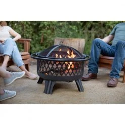 Hampton Bay Piedmont 30 in. Steel Fire Pit in Black with Poker -Hampton Bay Shop black hampton bay wood burning fire pits ofw992ra 76 1000