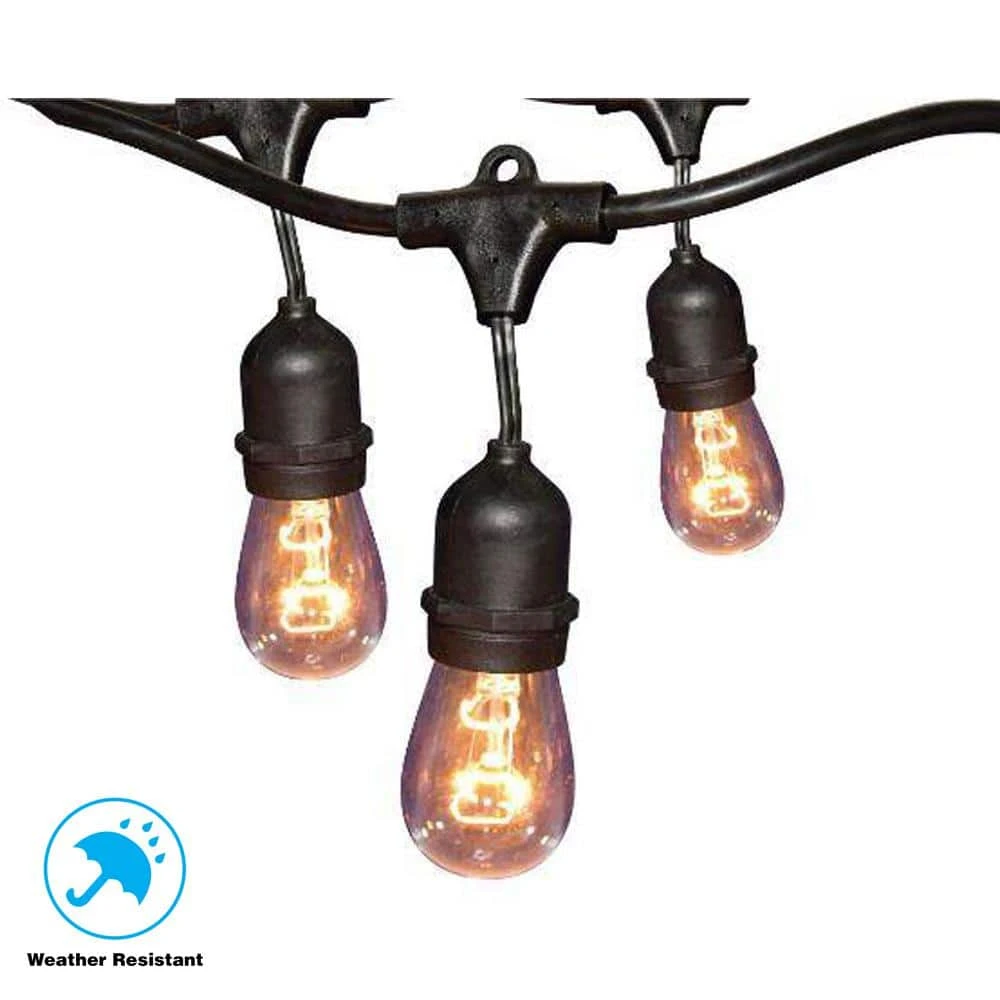Hampton Bay 12-Light 24 ft. Black Commercial Incandescent String Light 1 Hampton Bay 12-Light 24 ft. Black Commercial Incandescent String Light