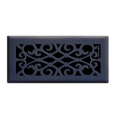 Hampton Bay Elegant Scroll 4 in. x 10 in. Steel Floor Register in Matte Black