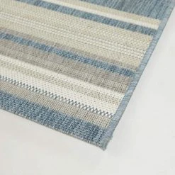 Hampton Bay Blue/Beige 9 ft. x 12 ft. Stripe Indoor/Outdoor Area Rug -Hampton Bay Shop blue beige hampton bay outdoor rugs 3105612 4f 1000