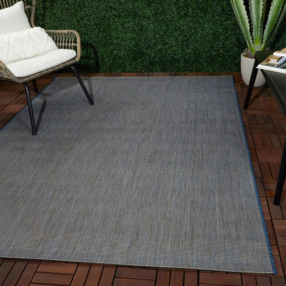 Hampton Bay Solid Blue 9 ft. x 12 ft. Indoor/Outdoor Area Rug 2 Hampton Bay Solid Blue 9 ft. x 12 ft. Indoor/Outdoor Area Rug - Image 2
