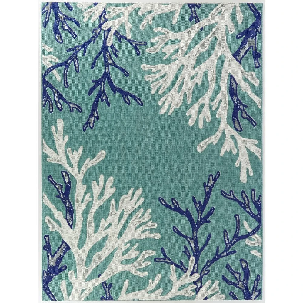 Hampton Bay Blue Reef 8 ft. x 10 ft. Indoor/Outdoor Area Rug 1 Hampton Bay Blue Reef 8 ft. x 10 ft. Indoor/Outdoor Area Rug