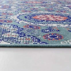 Hampton Bay Aloe 9 ft. x 12 ft. Medallion Indoor/Outdoor Area Rug -Hampton Bay Shop blue pink hampton bay outdoor rugs 3105602 1f 1000