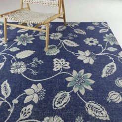 Hampton Bay Blue/White 8 ft. x 10 ft. Floral Indoor/Outdoor Area Rug -Hampton Bay Shop blue white hampton bay outdoor rugs 3105600 31 1000