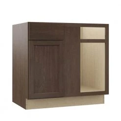 Hampton Bay Shaker Assembled 36x34.5x24 in. Blind Base Corner Kitchen Cabinet in Brindle