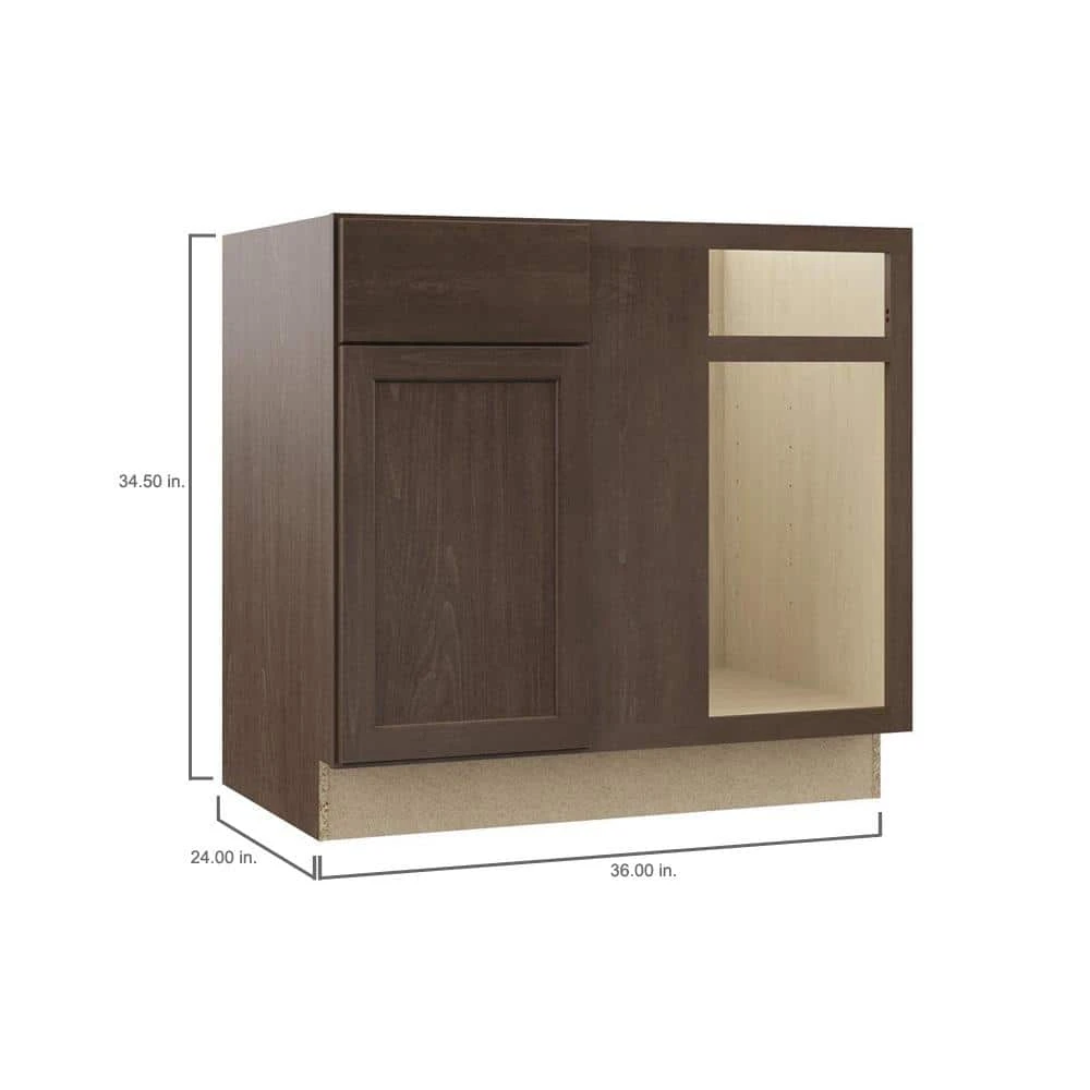 Hampton Bay Shaker Assembled 36x34.5x24 in. Blind Base Corner Kitchen Cabinet in Brindle 7 Hampton Bay Shaker Assembled 36x34.5x24 in. Blind Base Corner Kitchen Cabinet in Brindle - Image 7