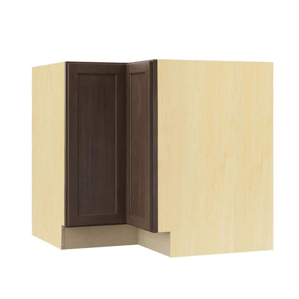 Hampton Bay Shaker Assembled 28.5x34.5x16.5 in. Lazy Susan Corner Base Kitchen Cabinet in Brindle 1 Hampton Bay Shaker Assembled 28.5x34.5x16.5 in. Lazy Susan Corner Base Kitchen Cabinet in Brindle