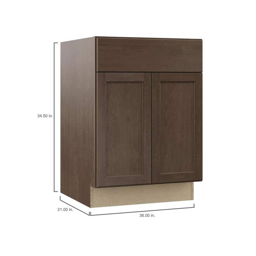 Hampton Bay Shaker Assembled 24x34.5x 21 in. Bathroom Vanity Base Cabinet in Brindle 3 Hampton Bay Shaker Assembled 24x34.5x 21 in. Bathroom Vanity Base Cabinet in Brindle - Image 3