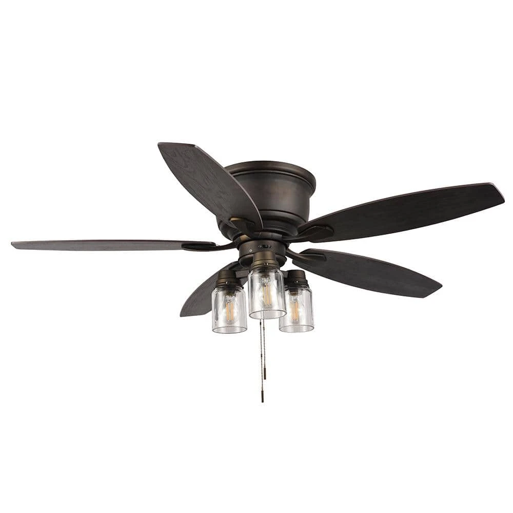 Hampton Bay Stoneridge 52 in. Indoor/Outdoor LED Bronze Hugger Ceiling Fan with Light Kit and 5 Reversible Blades 7 Hampton Bay Stoneridge 52 in. Indoor/Outdoor LED Bronze Hugger Ceiling Fan with Light Kit and 5 Reversible Blades - Image 7
