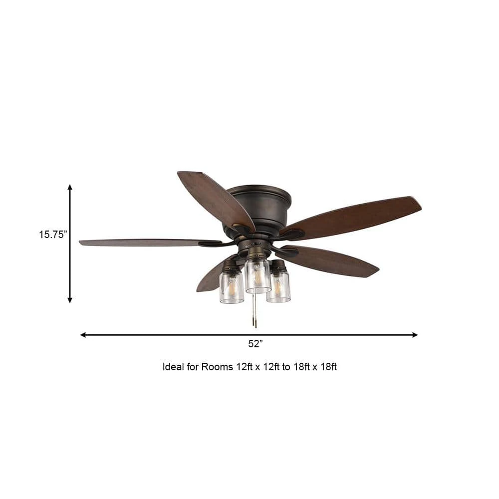 Hampton Bay Stoneridge 52 in. Indoor/Outdoor LED Bronze Hugger Ceiling Fan with Light Kit and 5 Reversible Blades 4 Hampton Bay Stoneridge 52 in. Indoor/Outdoor LED Bronze Hugger Ceiling Fan with Light Kit and 5 Reversible Blades - Image 4